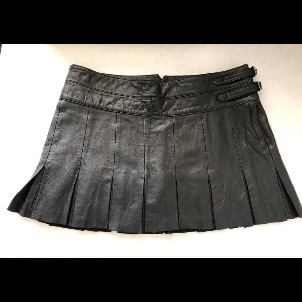Joie Leather Gladiator Pleated Skirt